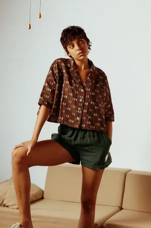 L.F Markey Maxim Chocolate Jacquard Shirt