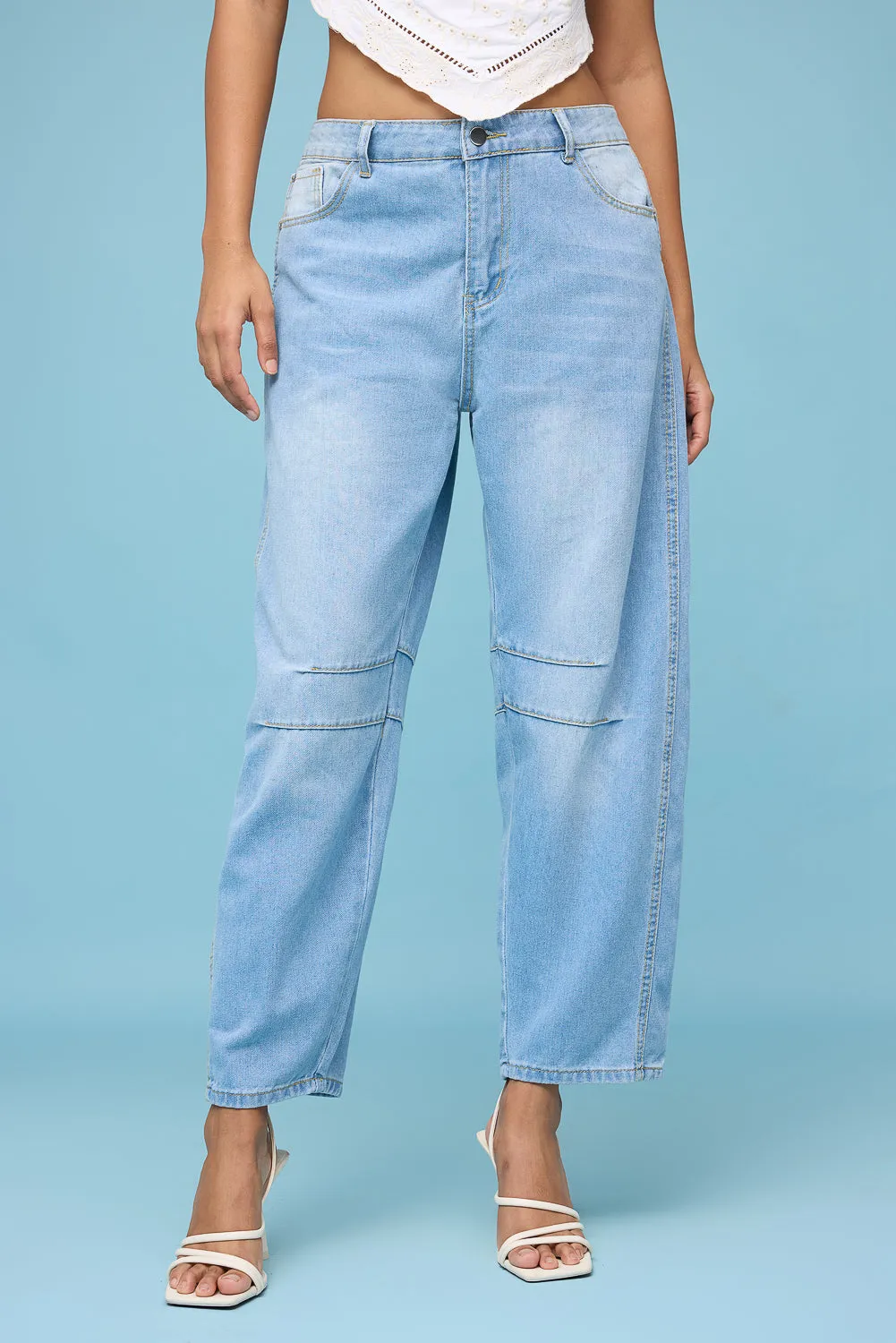 Light Blue Barrel Leg Jeans