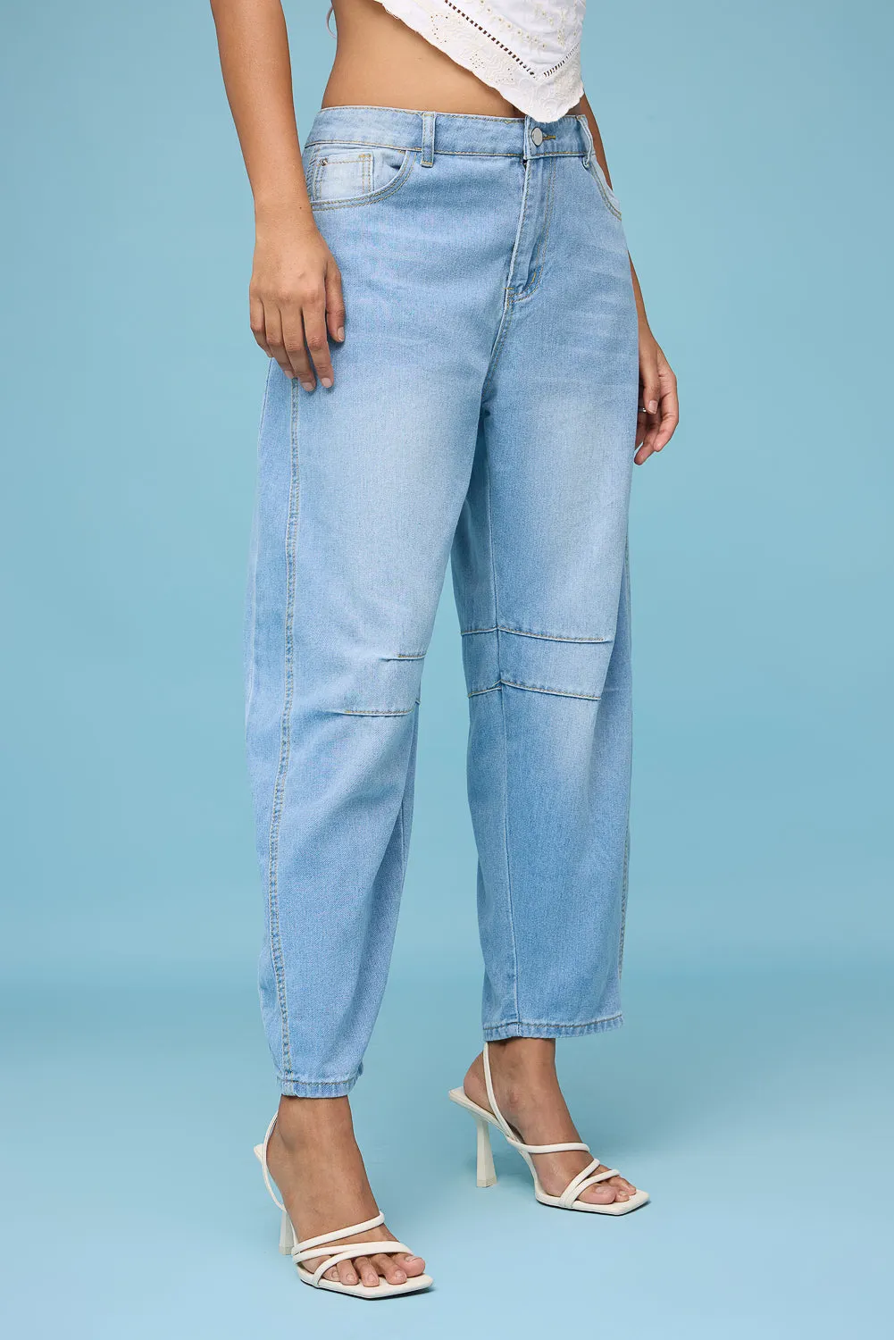 Light Blue Barrel Leg Jeans