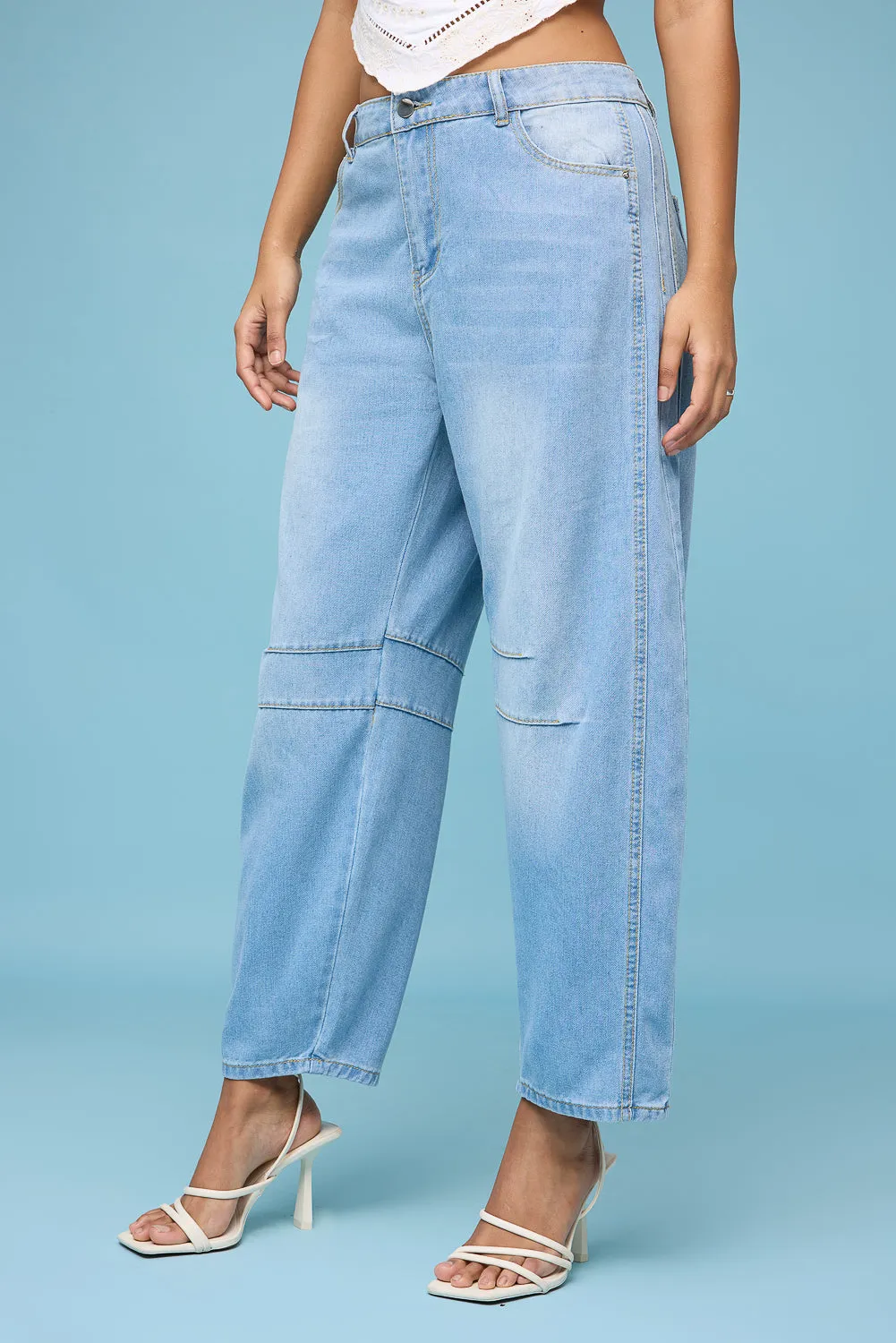 Light Blue Barrel Leg Jeans