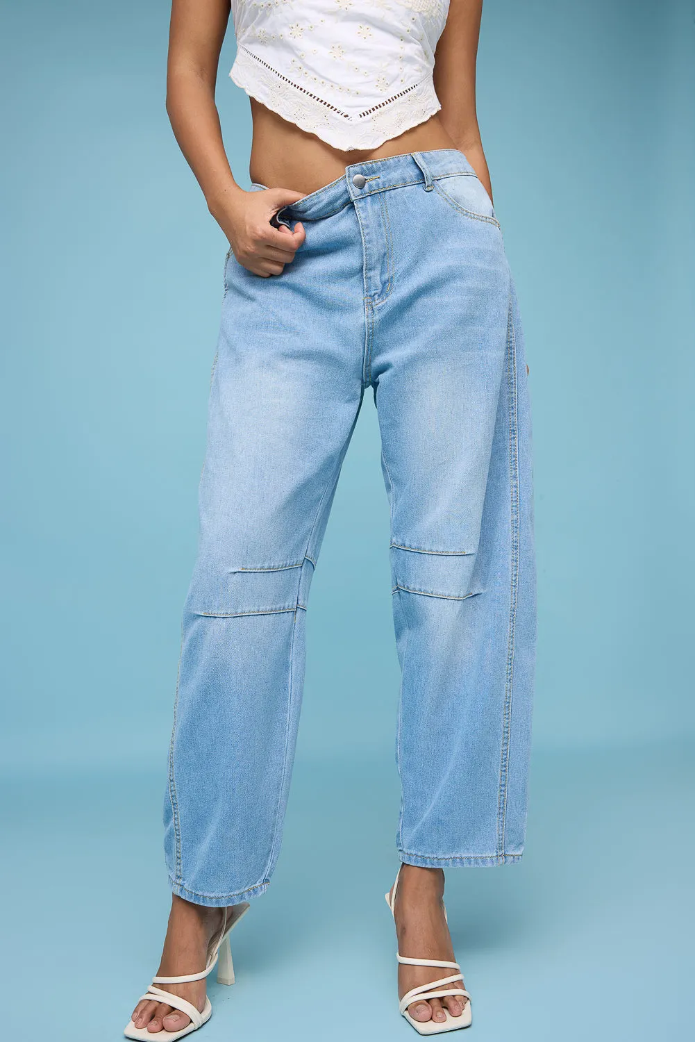 Light Blue Barrel Leg Jeans