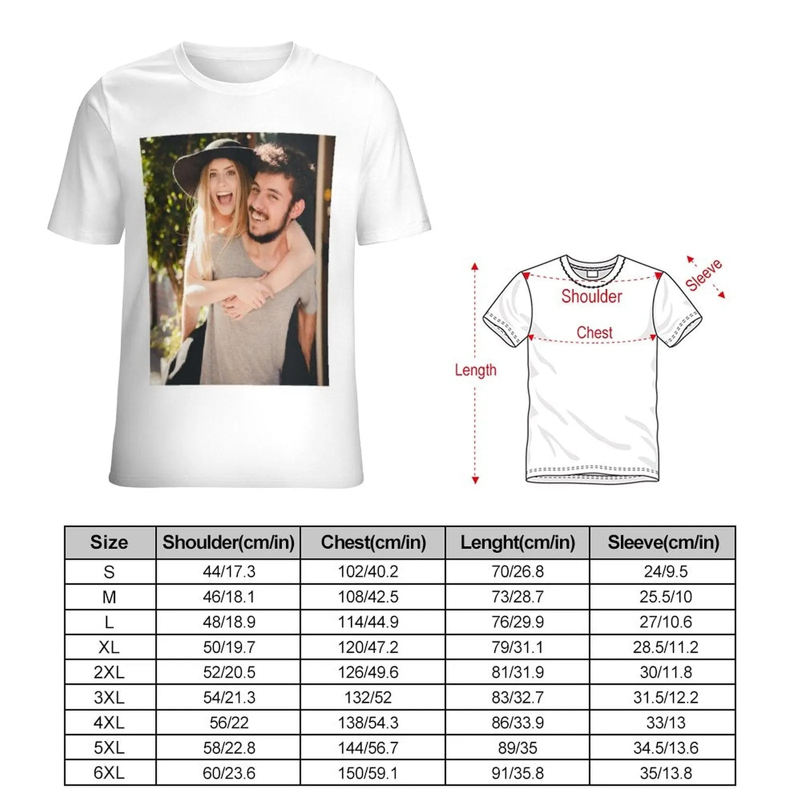 [Limited Time Offer] Custom Photo Classic Unisex T-shirt with Personalized Pictures for Men and Women (S-6XL)(30 Colors)
