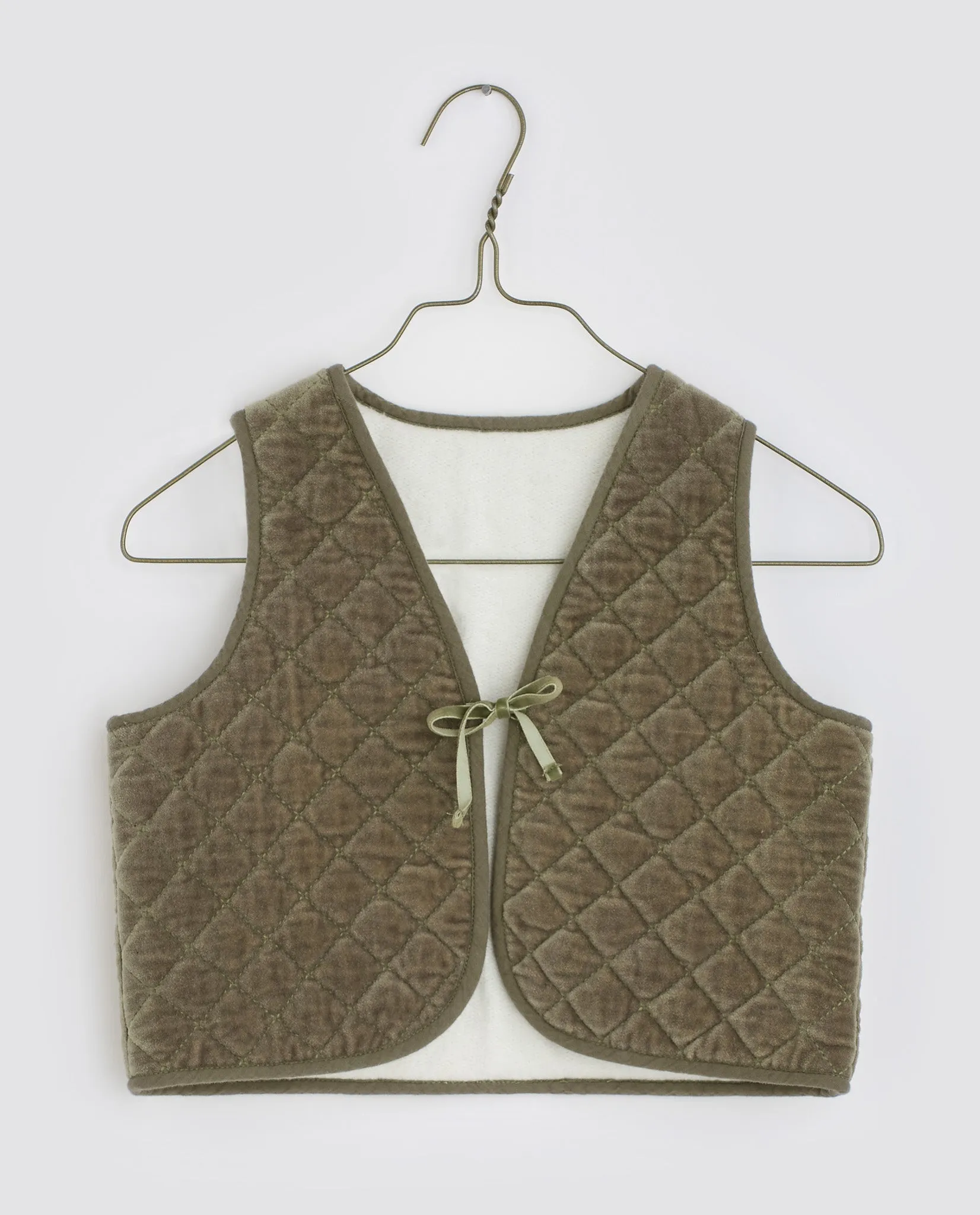 Little Cotton Clothes Bay Waistcoat - Artichoke Velvet - 2/3Y Last One