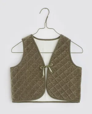 Little Cotton Clothes Bay Waistcoat - Artichoke Velvet - 2/3Y Last One