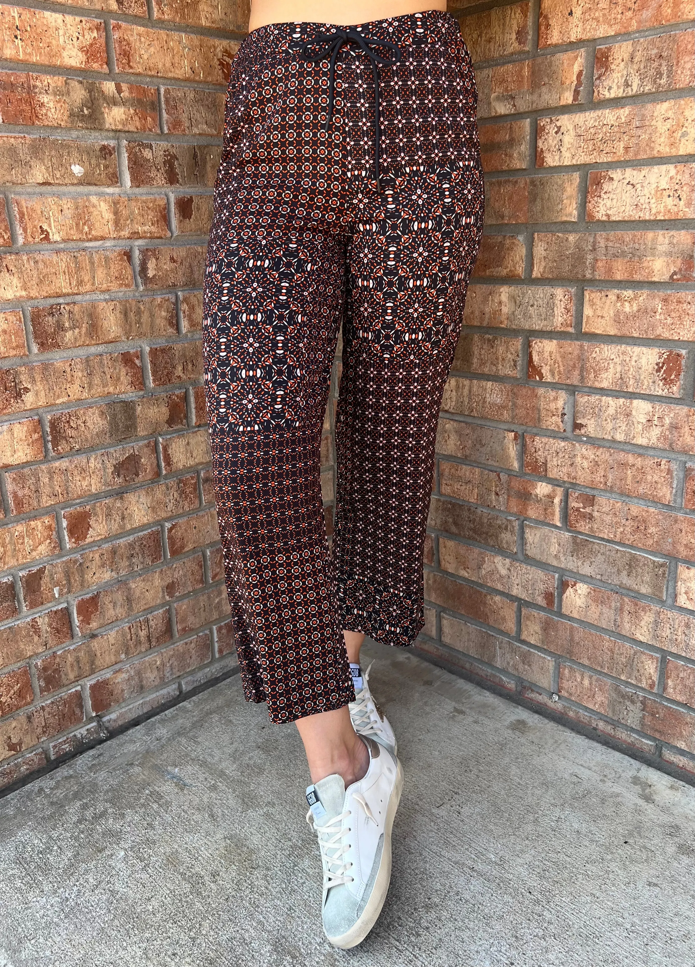 Liverpool Printed Pull-On Crop Pant