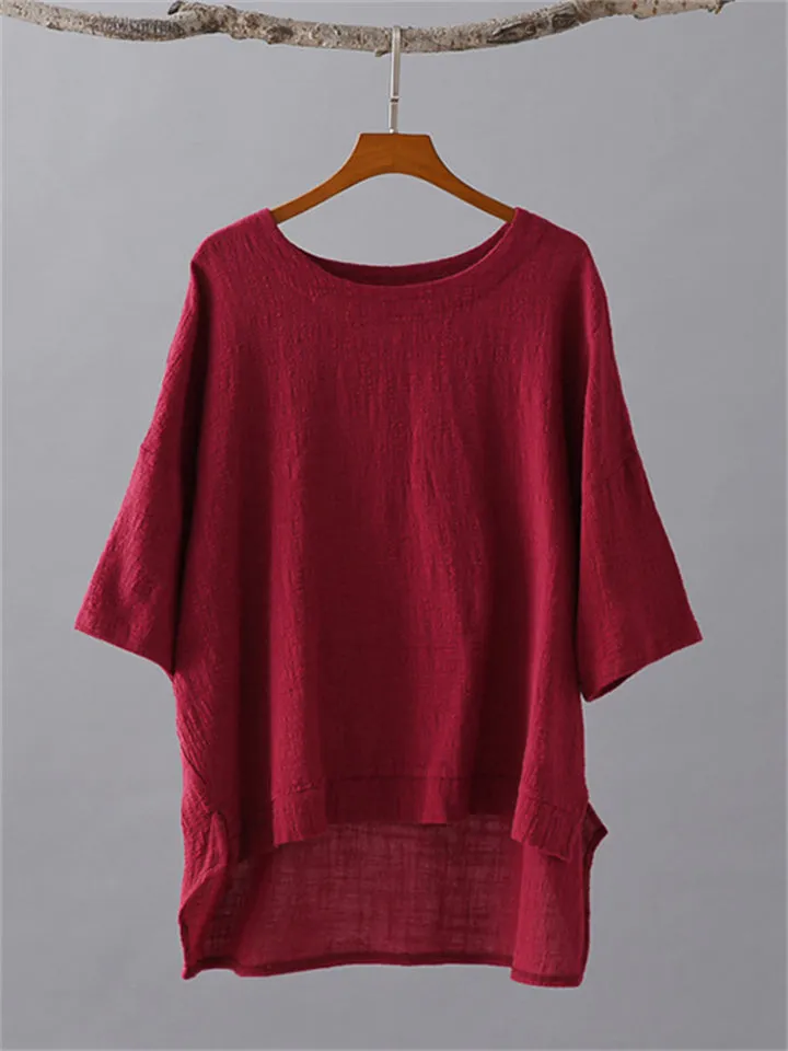 Loose Simple Line Round Neck T-shirts