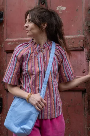 M.A.B.E Palmer Gathered Multi Stripe Shirt