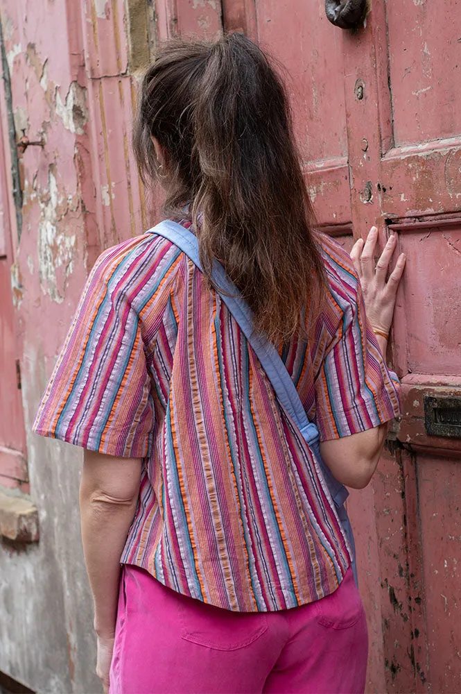 M.A.B.E Palmer Gathered Multi Stripe Shirt
