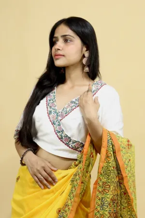Madhubani Hand-Painted Angrakha Blouse