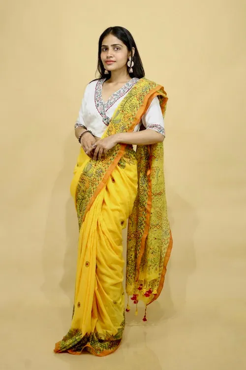 Madhubani Hand-Painted Angrakha Blouse