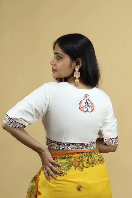 Madhubani Hand-Painted Angrakha Blouse