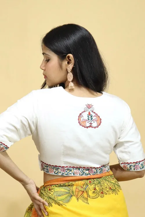 Madhubani Hand-Painted Angrakha Blouse