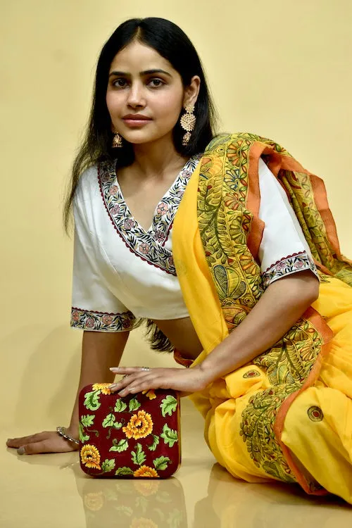 Madhubani Hand-Painted Angrakha Blouse