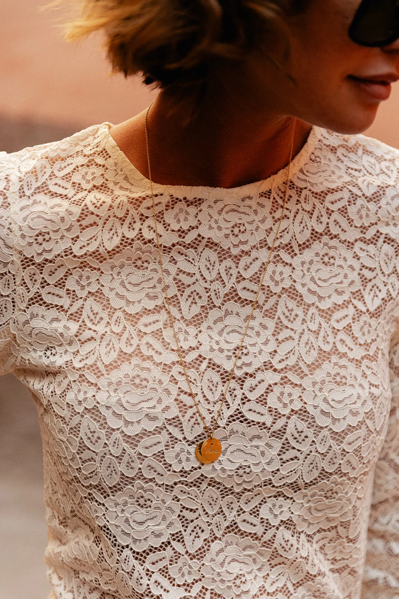Magalie lace top ecru