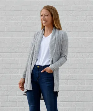MARTHA shawl cardigan in Light Grey<br/>(Less than perfect)