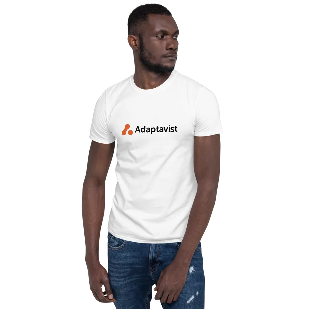 Men's White Adaptavist Simple Logo Design T-Shirt CB1