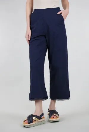 Mesh Trim Flare Crop Trouser, Navy