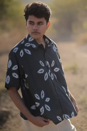 Midnight Blossom Shibori Shirt – Handmade Tie-Dye Cotton Shirt
