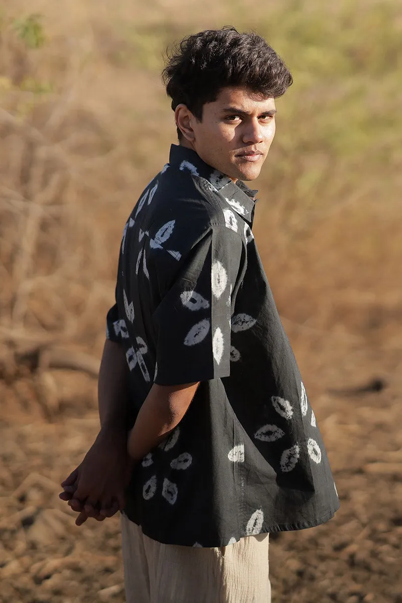 Midnight Blossom Shibori Shirt – Handmade Tie-Dye Cotton Shirt