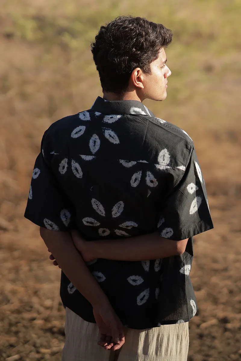 Midnight Blossom Shibori Shirt – Handmade Tie-Dye Cotton Shirt