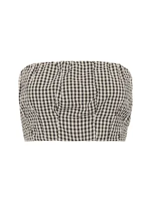 Mira Bandeau Top in Black & Cream Gingham