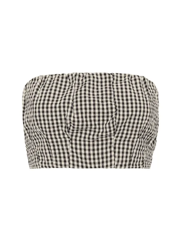Mira Bandeau Top in Black & Cream Gingham