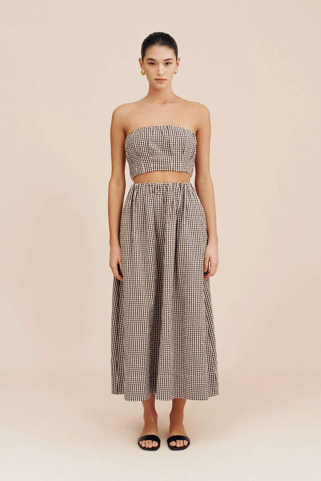 Mira Bandeau Top in Black & Cream Gingham