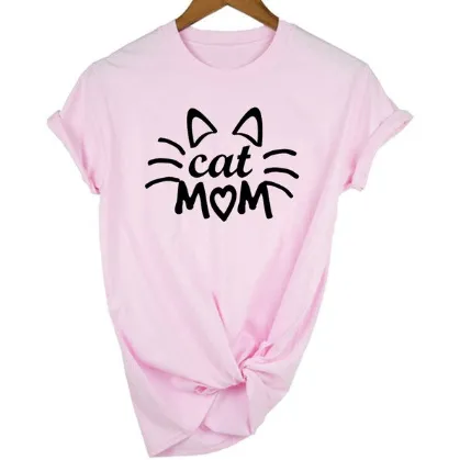MomLife Women Stay at Home Cat Mom T Shirts