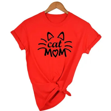 MomLife Women Stay at Home Cat Mom T Shirts