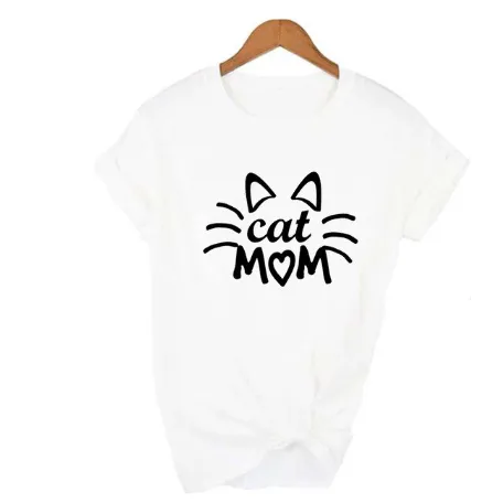 MomLife Women Stay at Home Cat Mom T Shirts