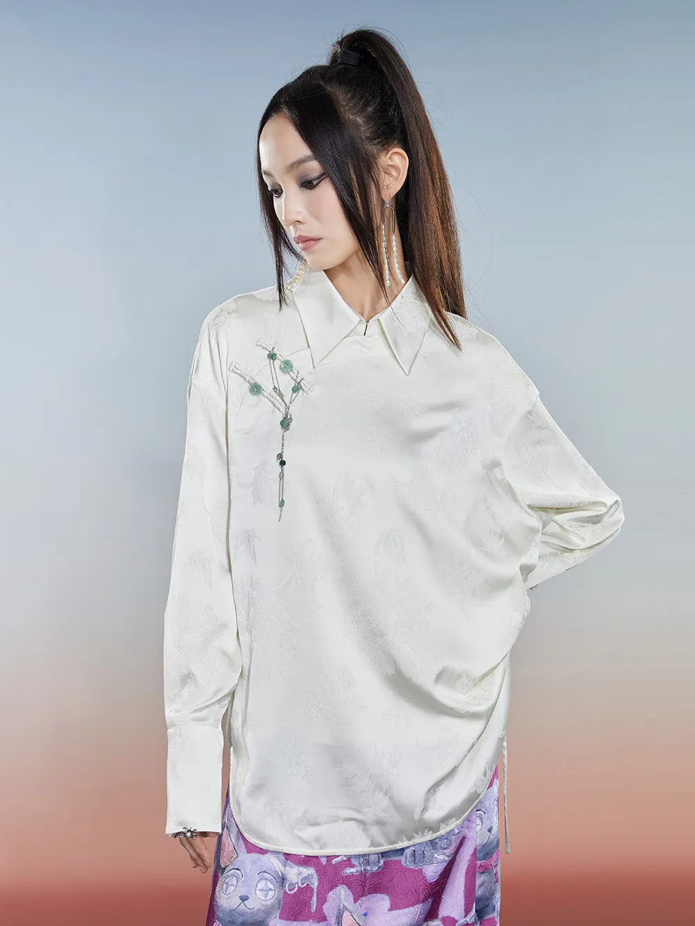 MUKZIN New Chinese Style White Simple Shirt