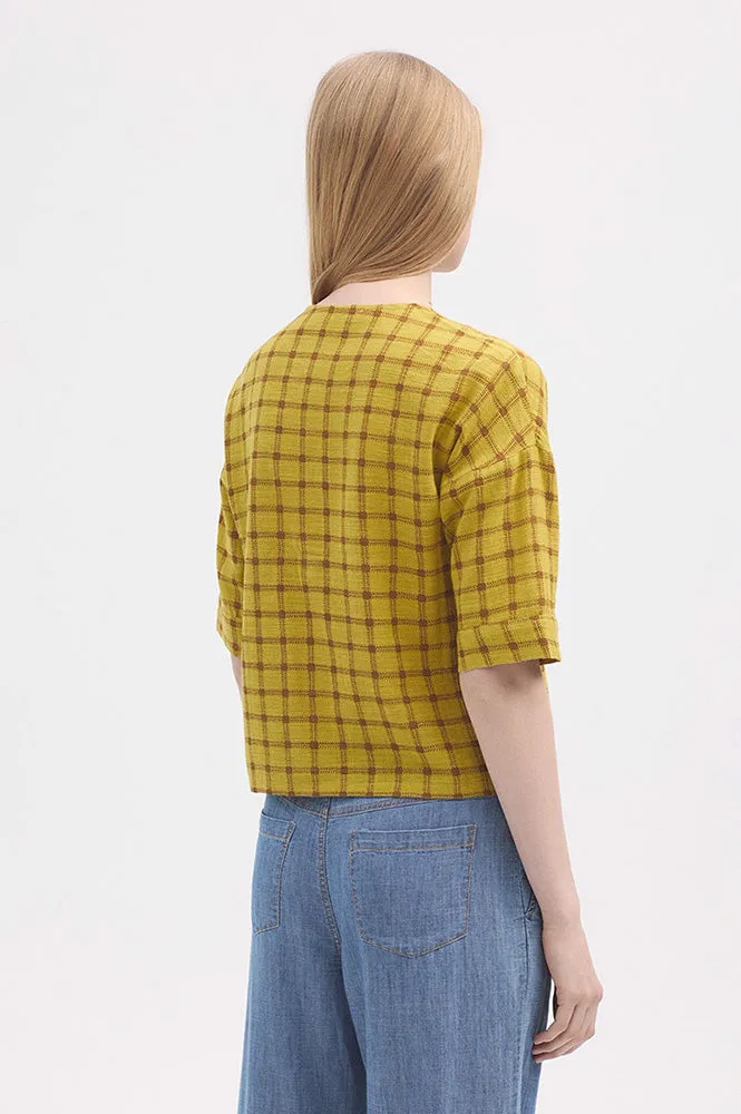Nice Things Garden Check Intense Yellow Blouse
