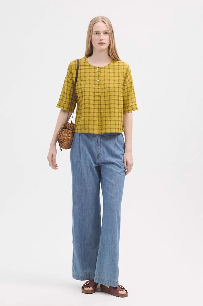 Nice Things Garden Check Intense Yellow Blouse
