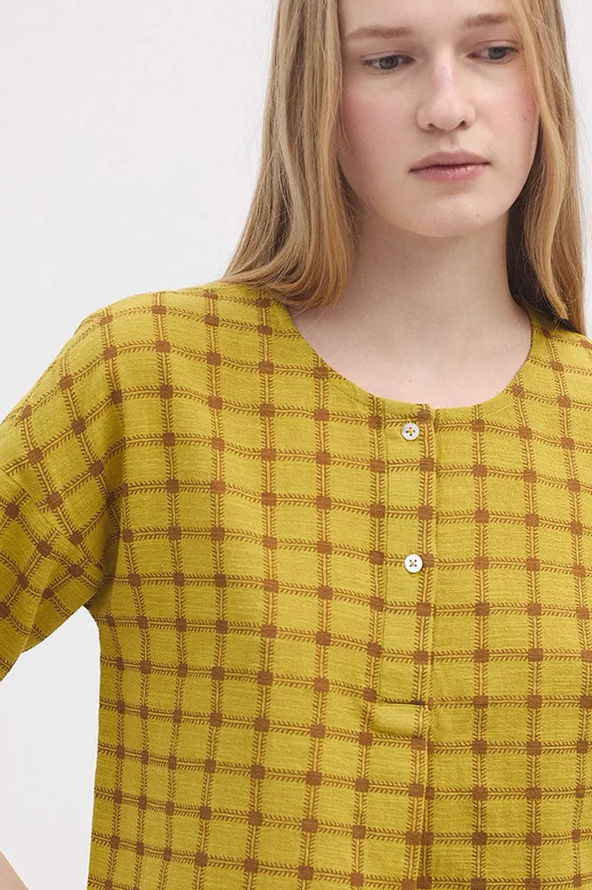 Nice Things Garden Check Intense Yellow Blouse