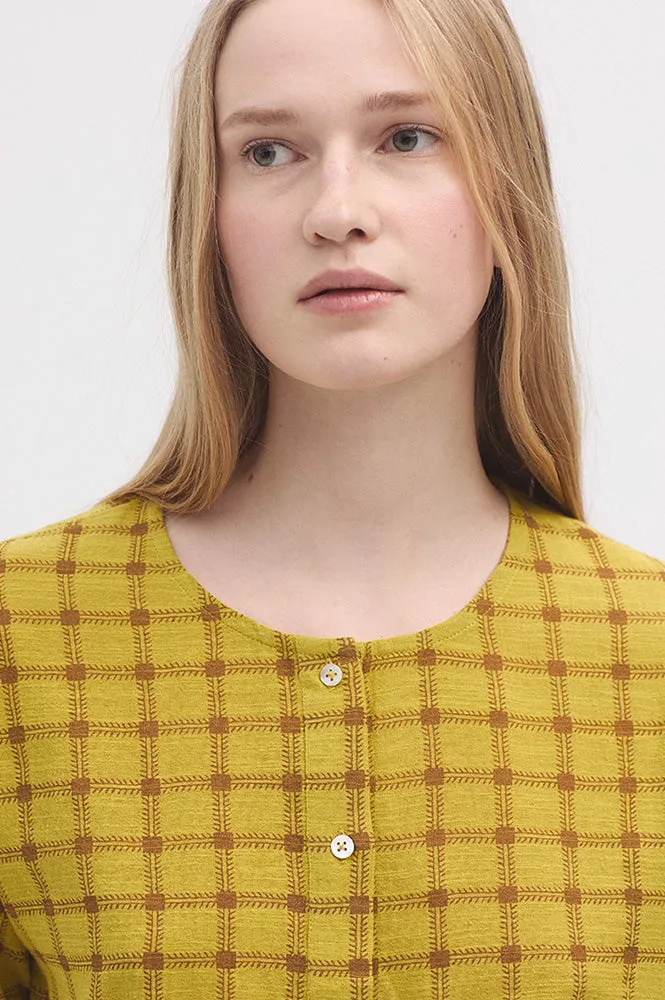 Nice Things Garden Check Intense Yellow Blouse