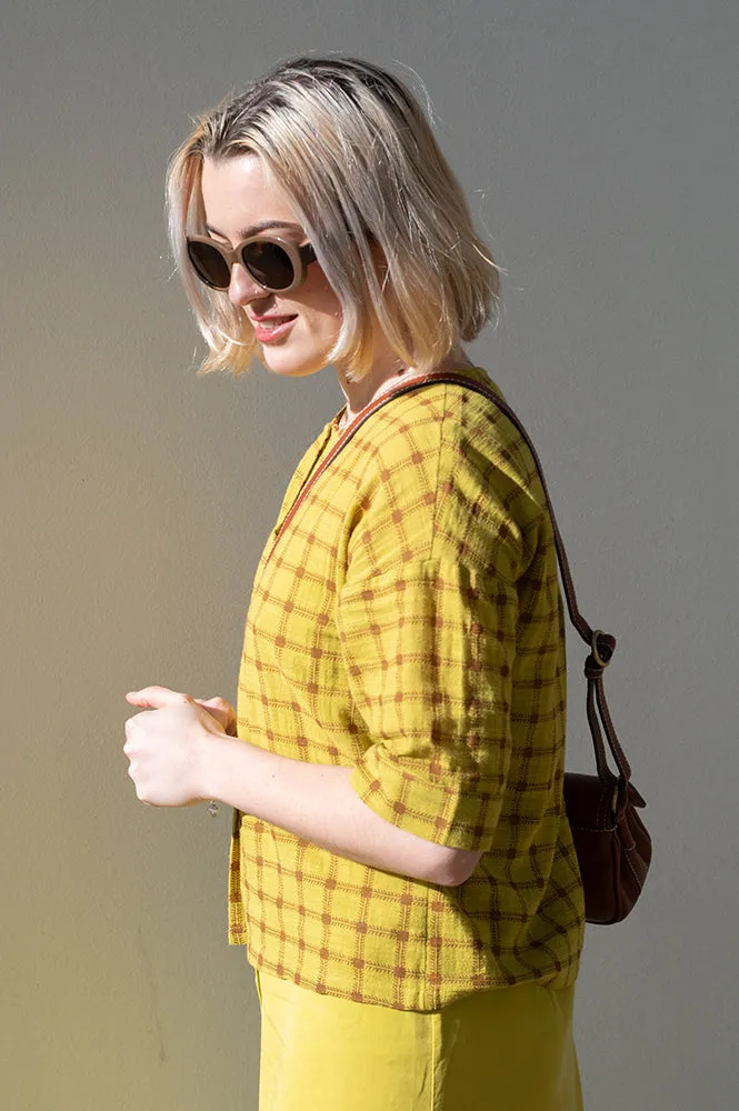 Nice Things Garden Check Intense Yellow Blouse