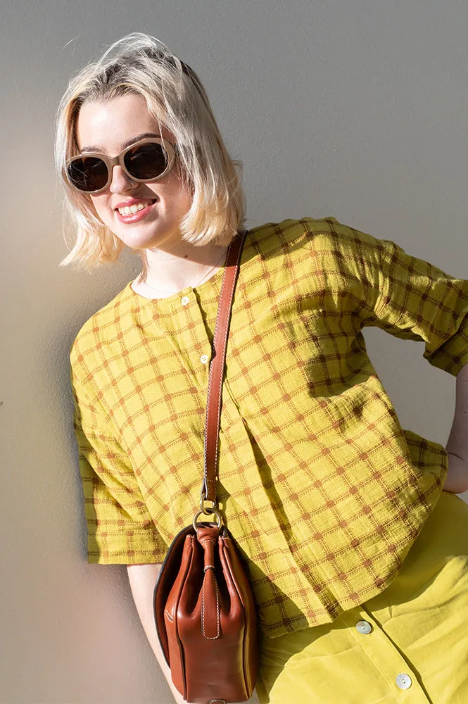 Nice Things Garden Check Intense Yellow Blouse