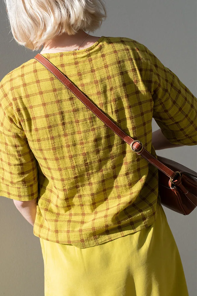 Nice Things Garden Check Intense Yellow Blouse