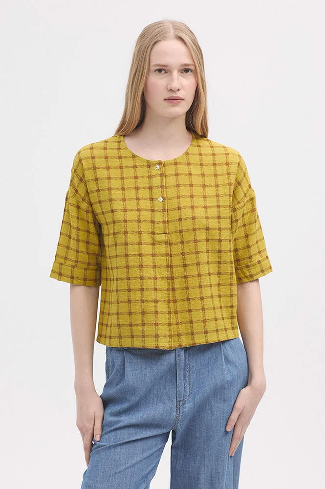 Nice Things Garden Check Intense Yellow Blouse