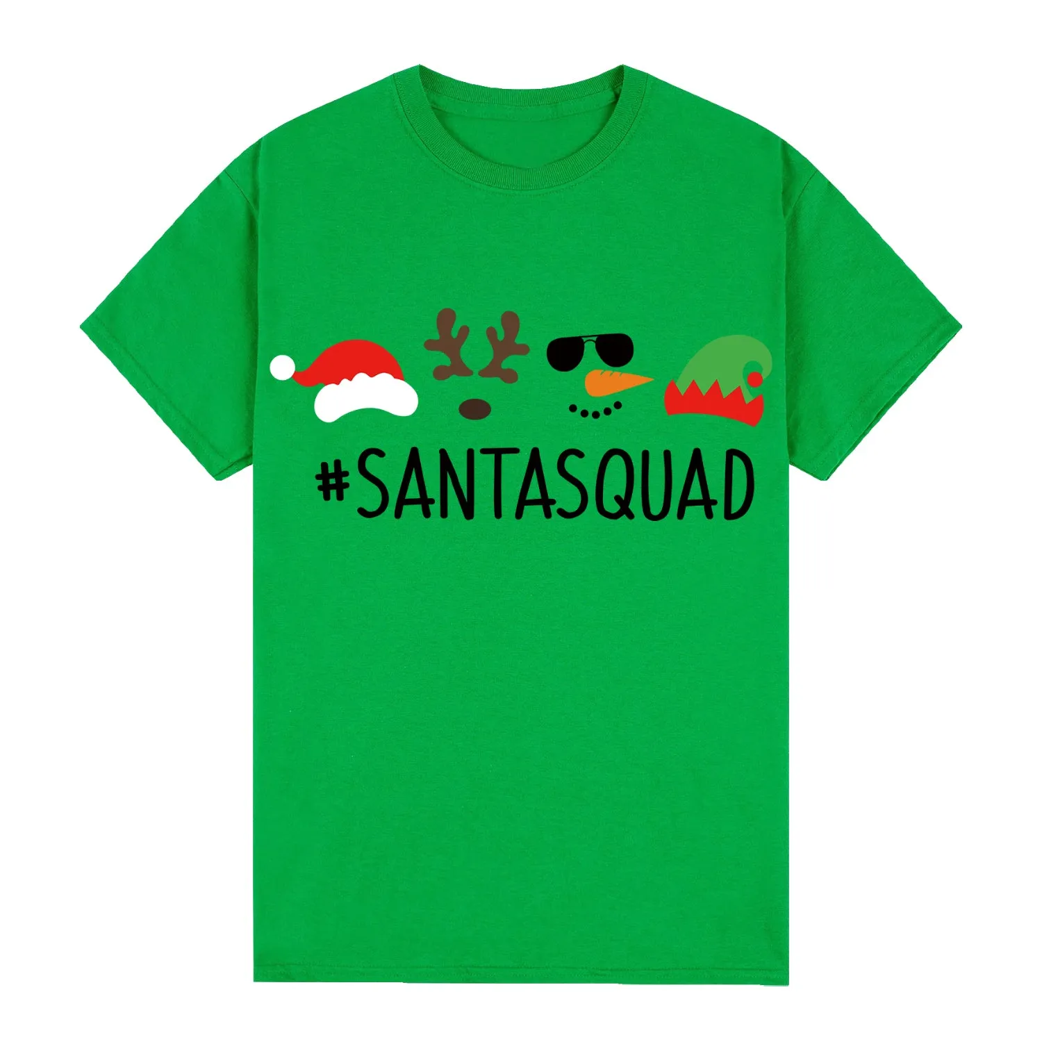 NNEDSZ 100% Cotton Christmas T-shirt Adult Unisex Tee Tops Funny Santa Party Custume, Santa Squad (Green), XL