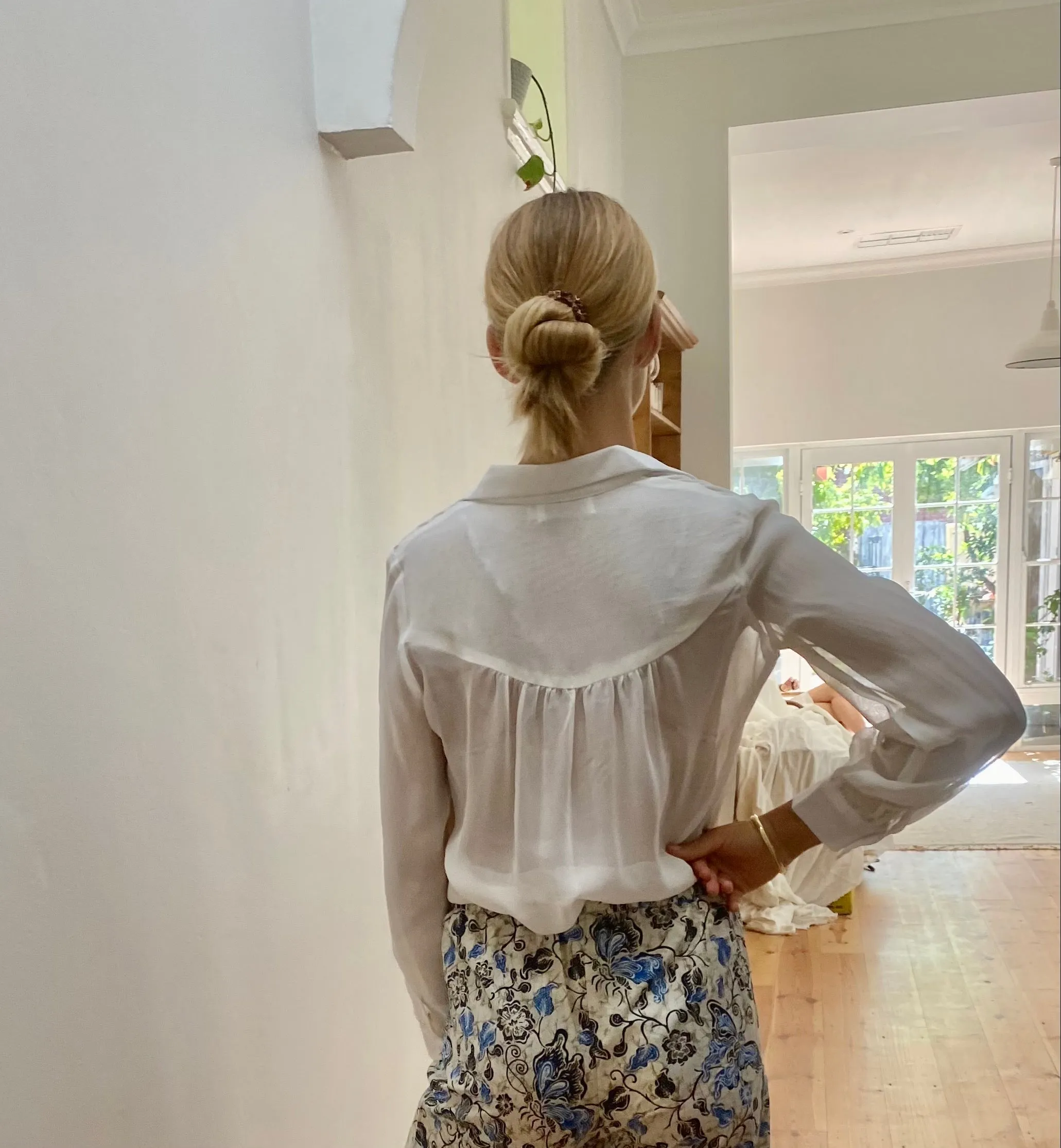 Off White Sheer Silk Blouse