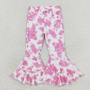 P0406 Pink cow western denim jeans pants 202406 RTS