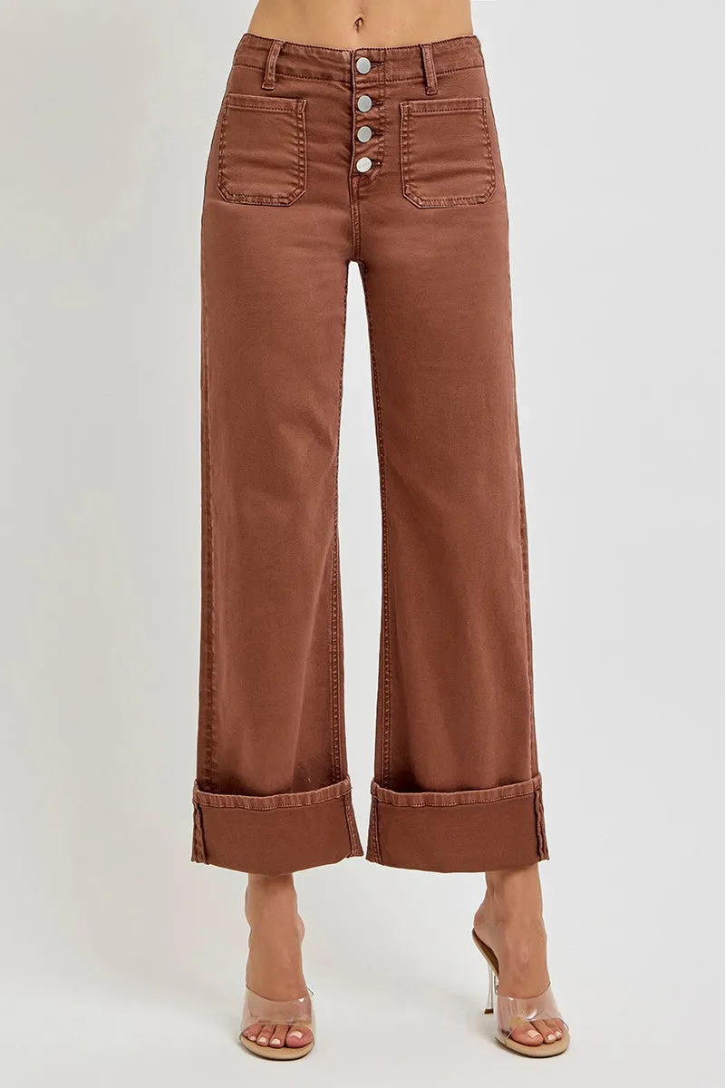 Patch Pocket Cuff Pants in Espresso