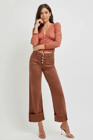 Patch Pocket Cuff Pants in Espresso