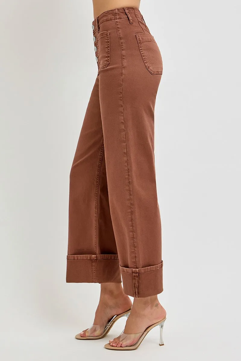 Patch Pocket Cuff Pants in Espresso