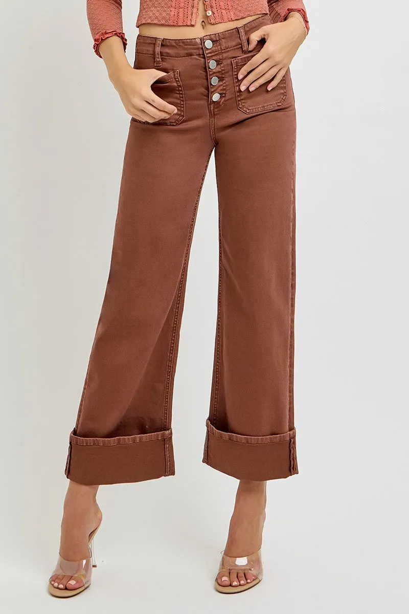 Patch Pocket Cuff Pants in Espresso