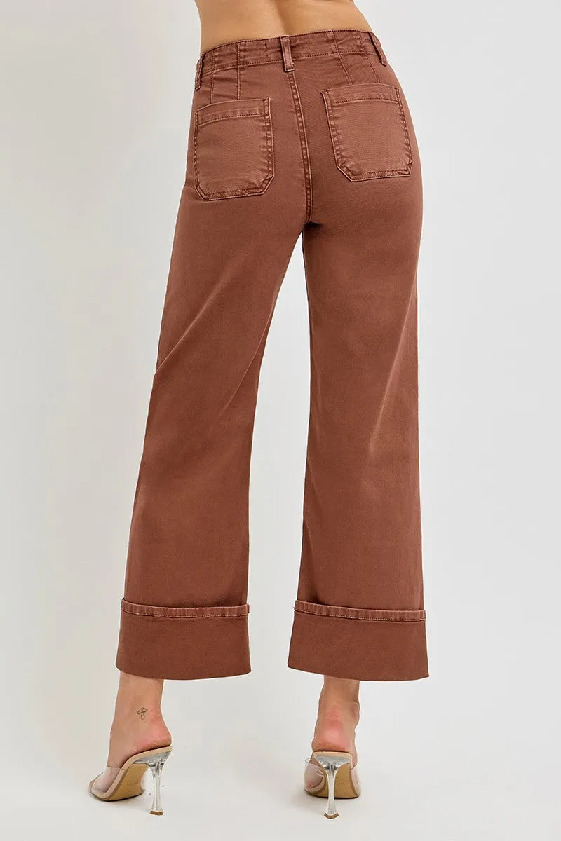 Patch Pocket Cuff Pants in Espresso