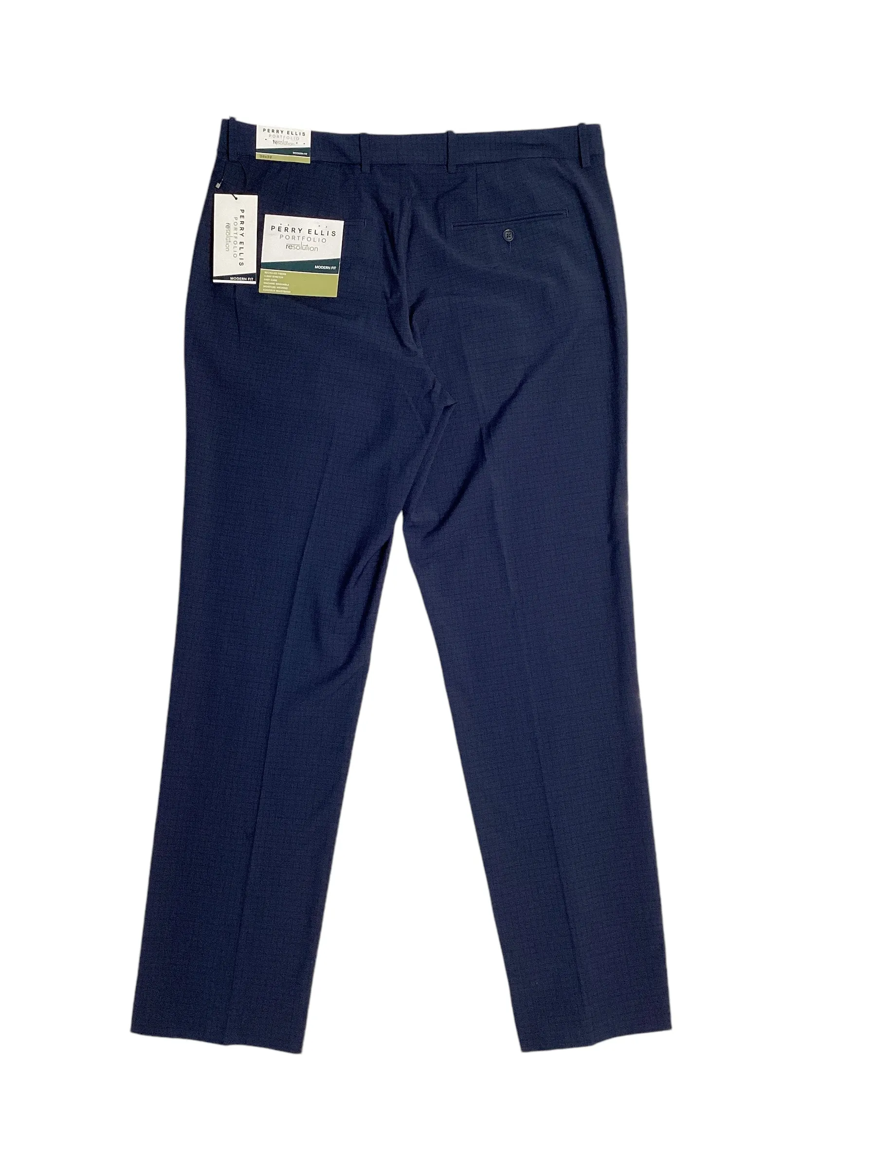 Perry Ellis Portfolio Mens Modern fit Dress Pants 32 / 30 Navy Blue Stretch
