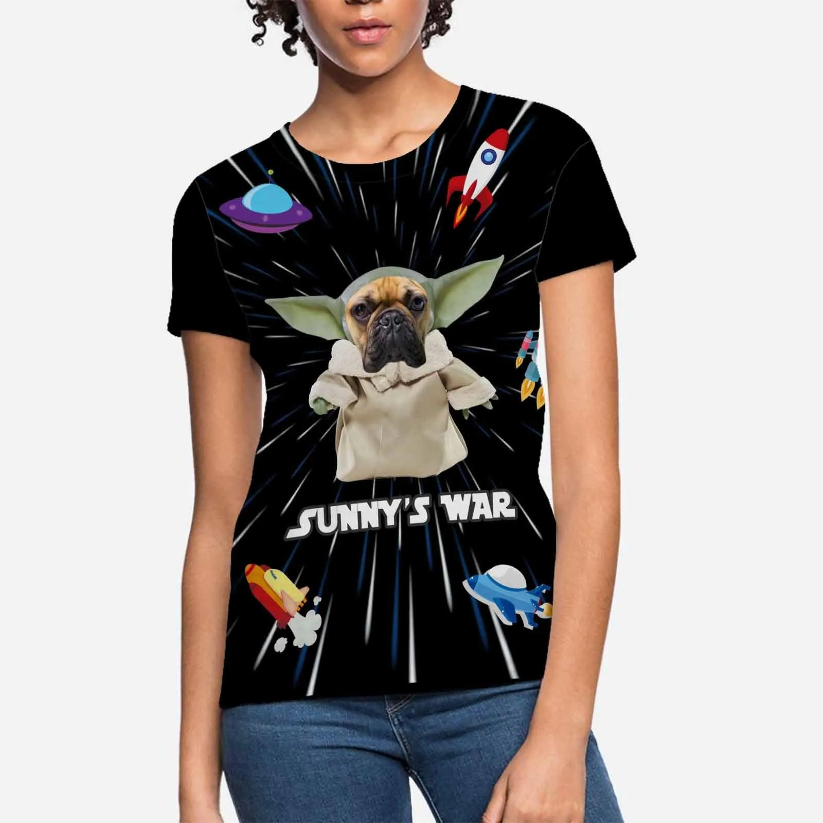 Personalized My Face on A Shirt Sunny's War Rocket Women's All Over Print T-shirt Custom Face Shirts