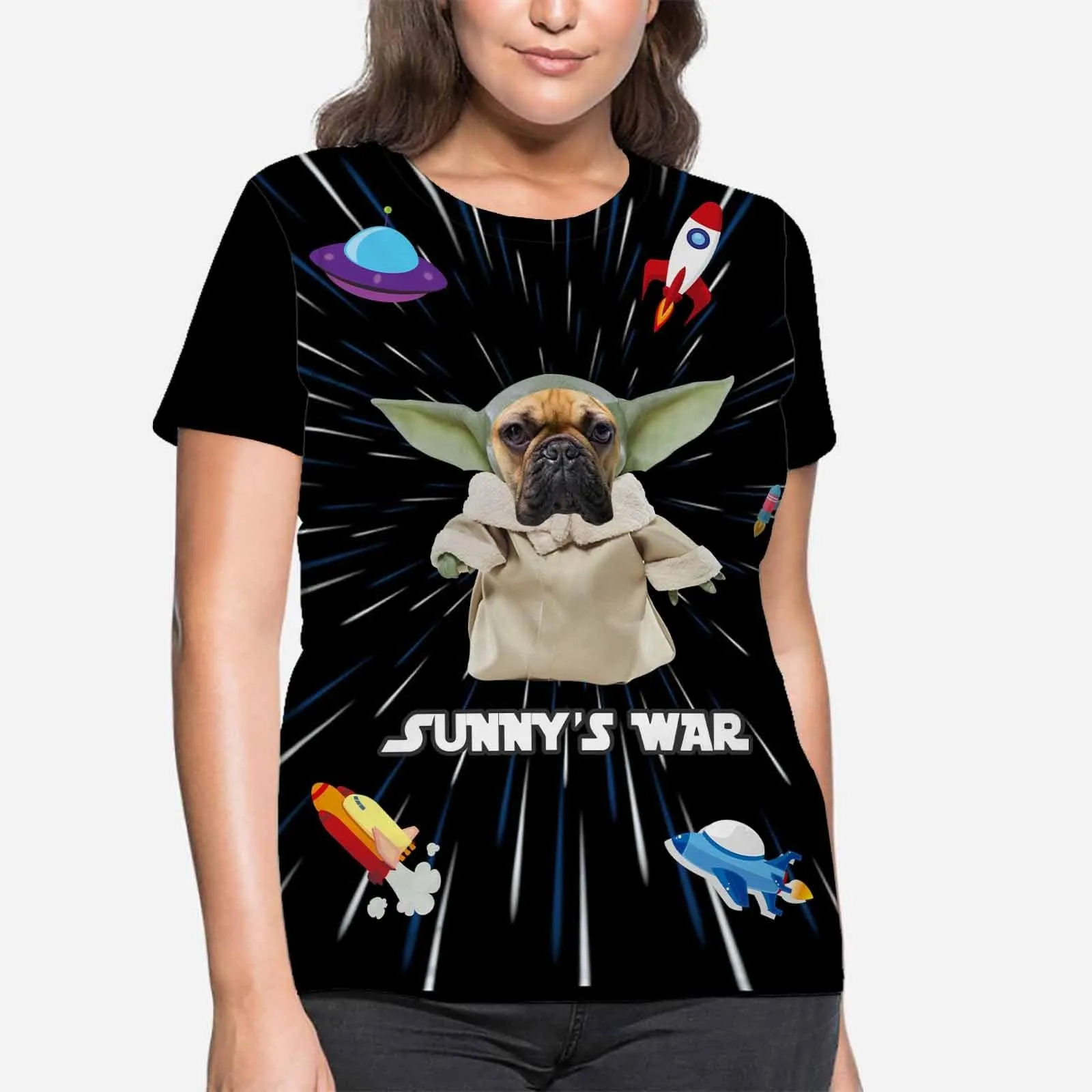 Personalized My Face on A Shirt Sunny's War Rocket Women's All Over Print T-shirt Custom Face Shirts